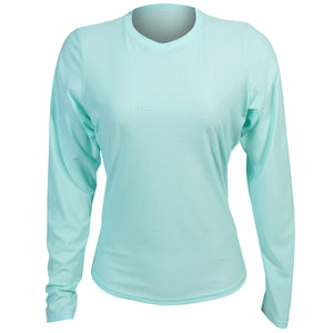 Sofibella Women's UV Colors Staples Mesh Long Sleeve - Blue Light
