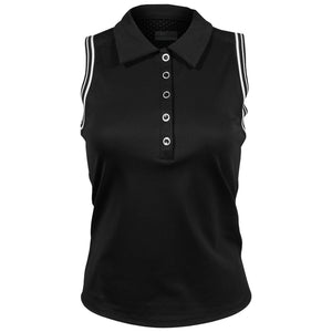 Lija Women's Holiday 25' Slice Sleeveless Polo - Black/White