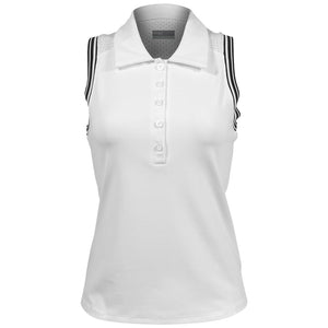 Lija Women's Holiday 25' Slice Sleeveless Polo - White/Black