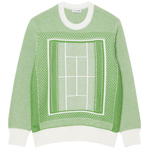 Lacoste Men's Court Graphic Jaquard Sweater - Green/White