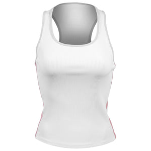 Lucky In Love Women's Weave It To Me Racer Rib Tank - White/Pink