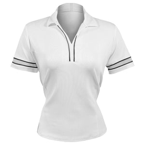 Lucky In Love Women's Piped Fairway Short Sleeve Polo - White