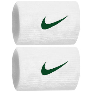 Nike Swoosh Premier Doublewide Wristbands 2 Pack - White/Gorge Green