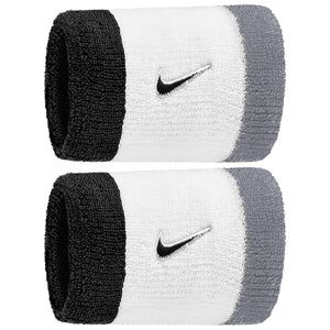 Nike Double Wide Classic Swoosh Wristband 2 Pack - White/Cool Grey