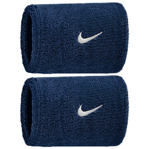Nike Double Wide Classic Swoosh Wristband 2 Pack - College Navy/White