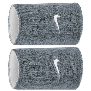 Nike Swoosh Double Wide Reversible Wristband 2 Pack - Cool Grey/White