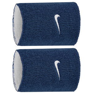 Nike Swoosh Double Wide Reversible Wristband 2 Pack - Classic Navy/White