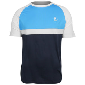 Penguin Men's Raglan Blocked Crew Tee - Malibu Blue