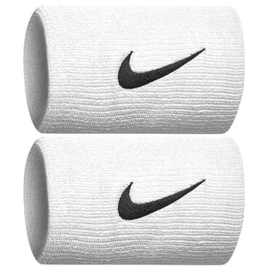 Nike Swoosh Premier DriFit Doublewide Wristbands 2 Pack - White/Black