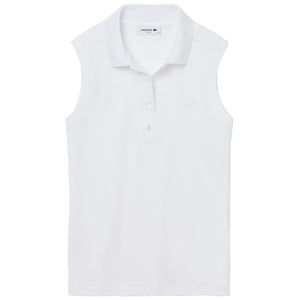Lacoste Women's Sleeveless Cotton Pique Polo - White