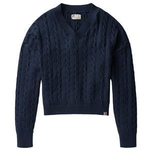 Fila Women's Baseline Chunky V-Neck Sweater - Fila Navy