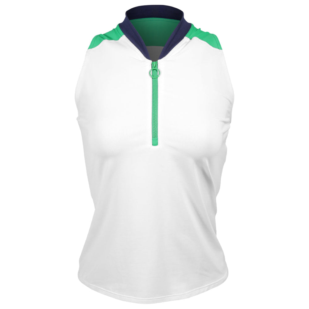 Sofibella Women's Green Spirit Greenline Sleeveless Polo - White