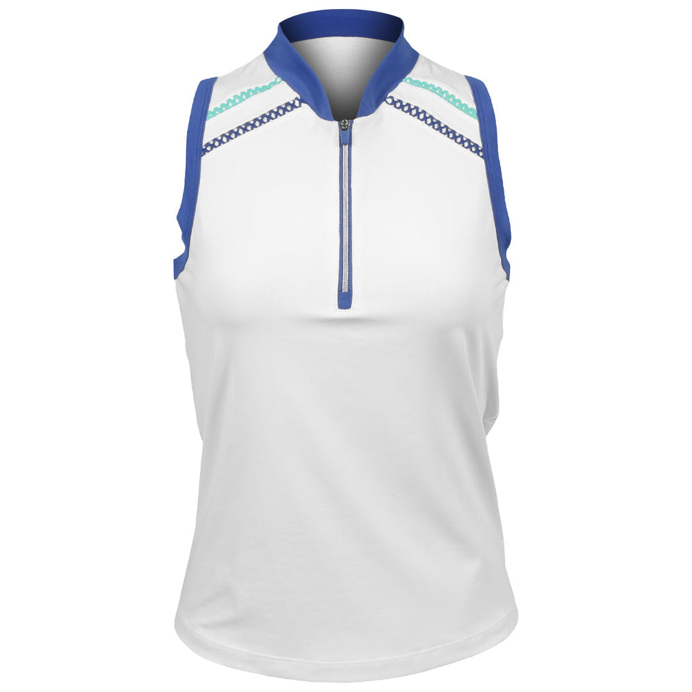 Sofibella Women's Perfect Storm Sleeveless Zipped Tank - White/True Blue