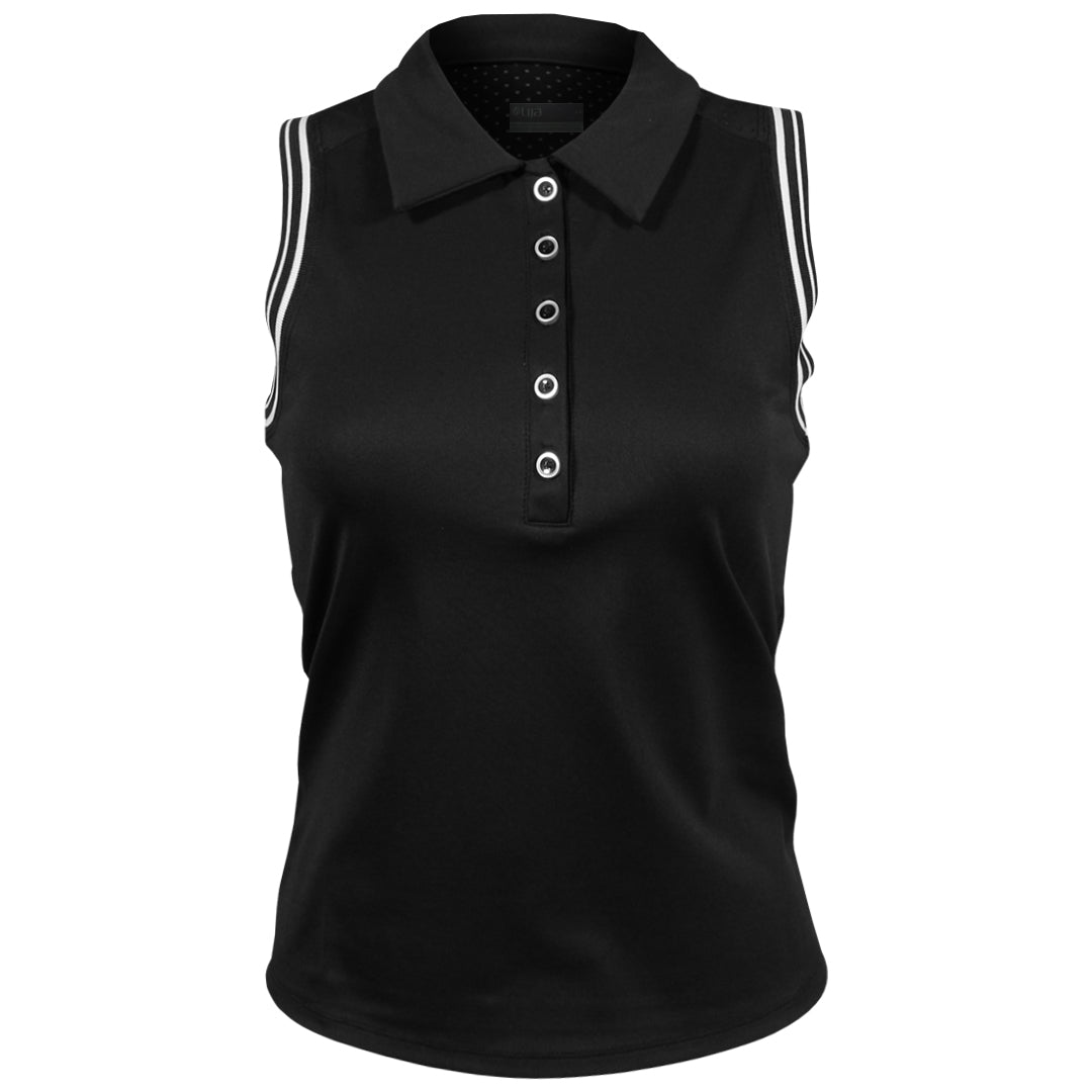 Lija Women's Holiday 25' Slice Sleeveless Polo - Black/White