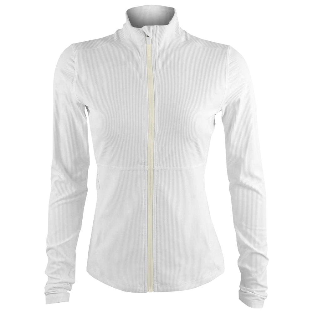 MPG Women's Vital Rib Full Zip Long Sleeve Jacket - Brilliant White