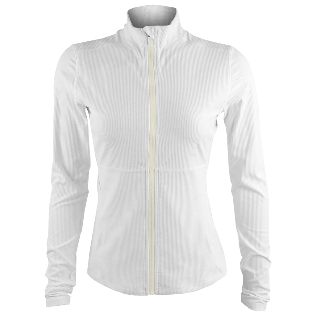MPG Women's Vital Rib Full Zip Long Sleeve Jacket - Brilliant White