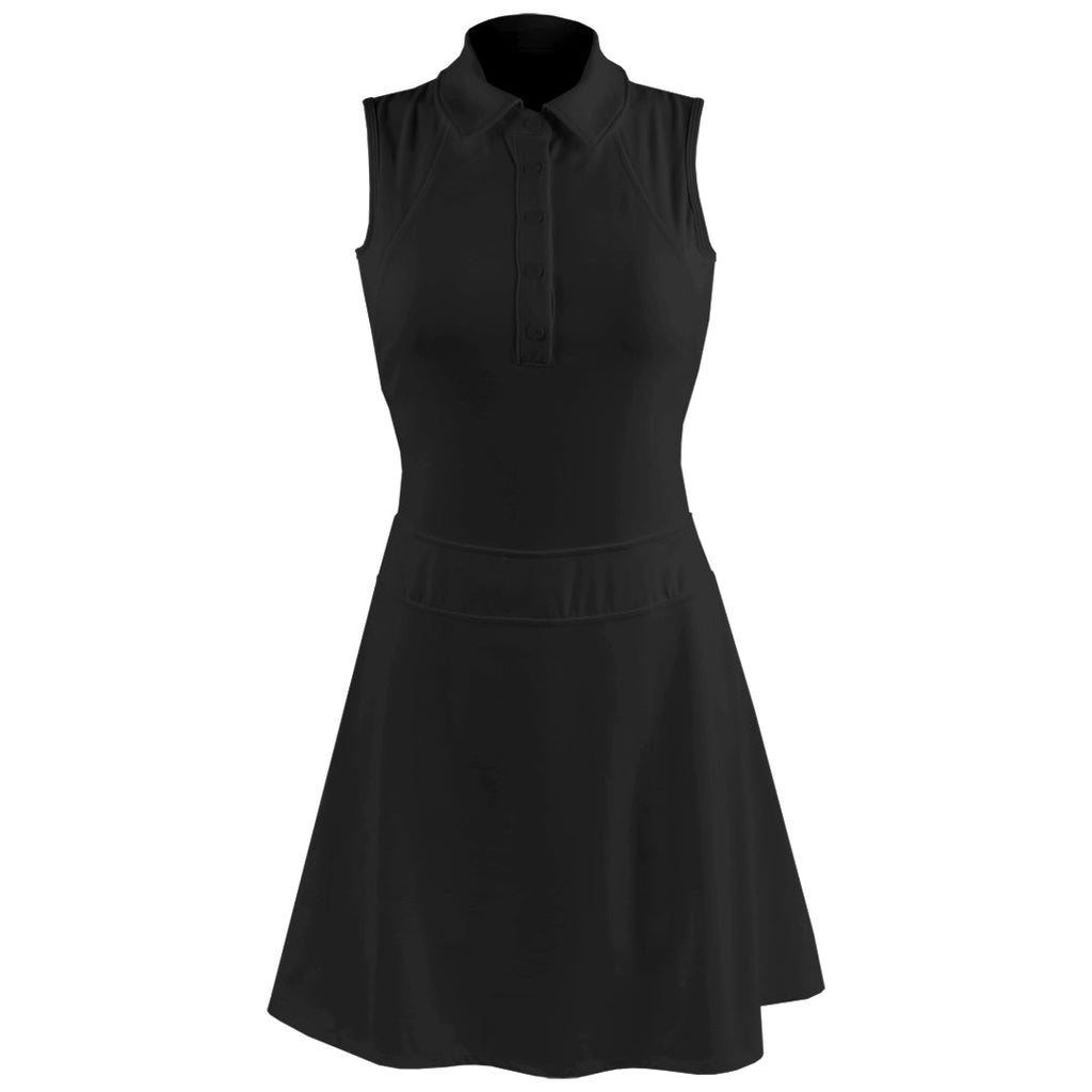 MPG Women's Vital Sleeveless Polo Dress - Black