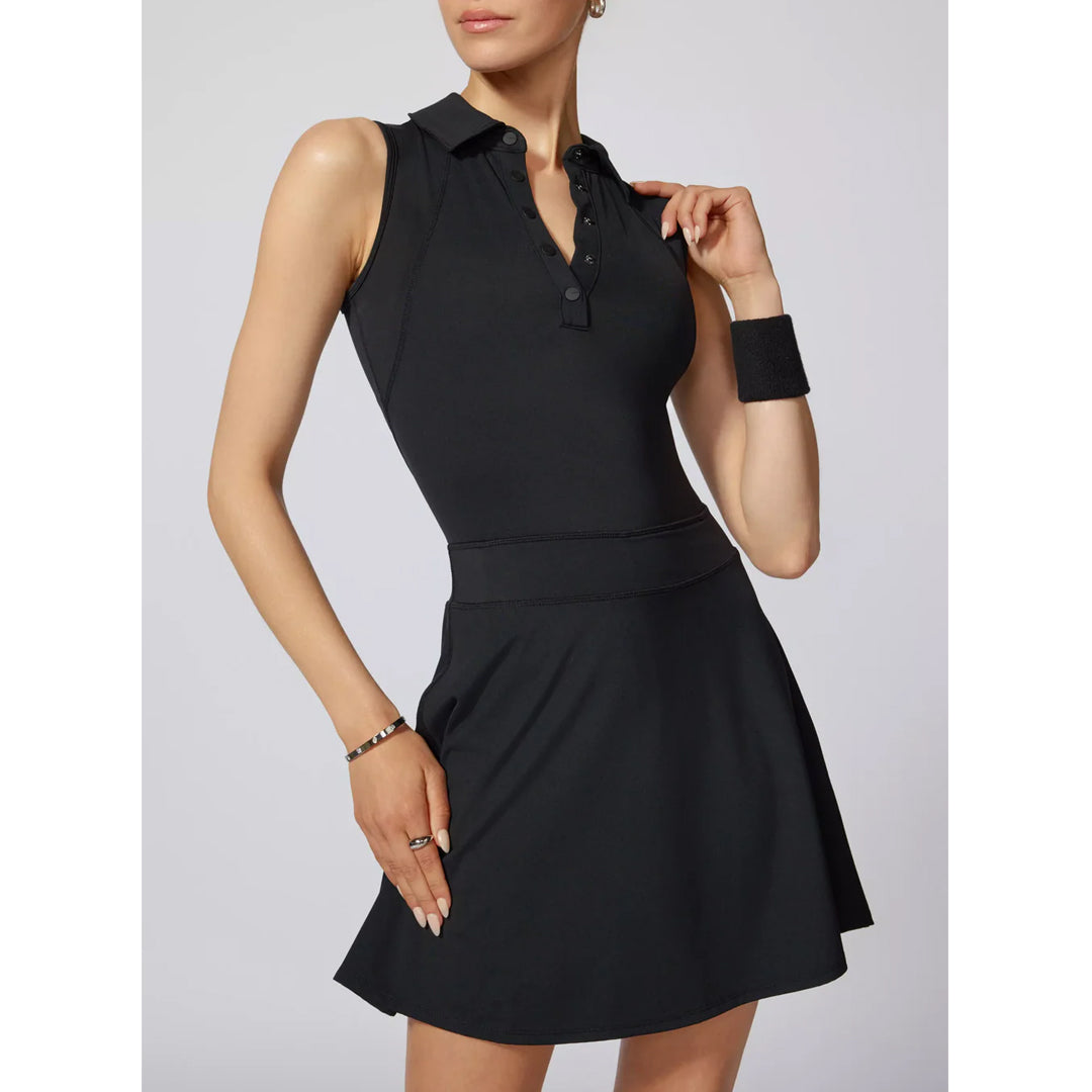 MPG Women's Vital Sleeveless Polo Dress - Black