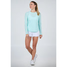 Sofibella Women's UV Colors Staples Mesh Long Sleeve - Blue Light