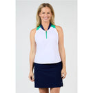 Sofibella Women's Green Spirit Greenline Sleeveless Polo - White