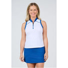 Sofibella Women's Perfect Storm Sleeveless Zipped Tank - White/True Blue