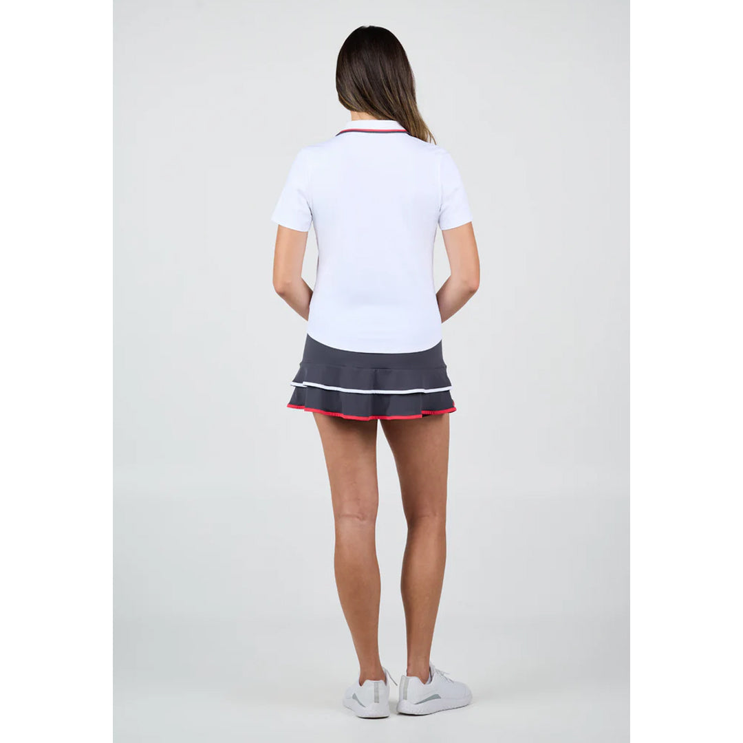 Sofibella Women's Berry Fusion Short Sleeve Polo - White