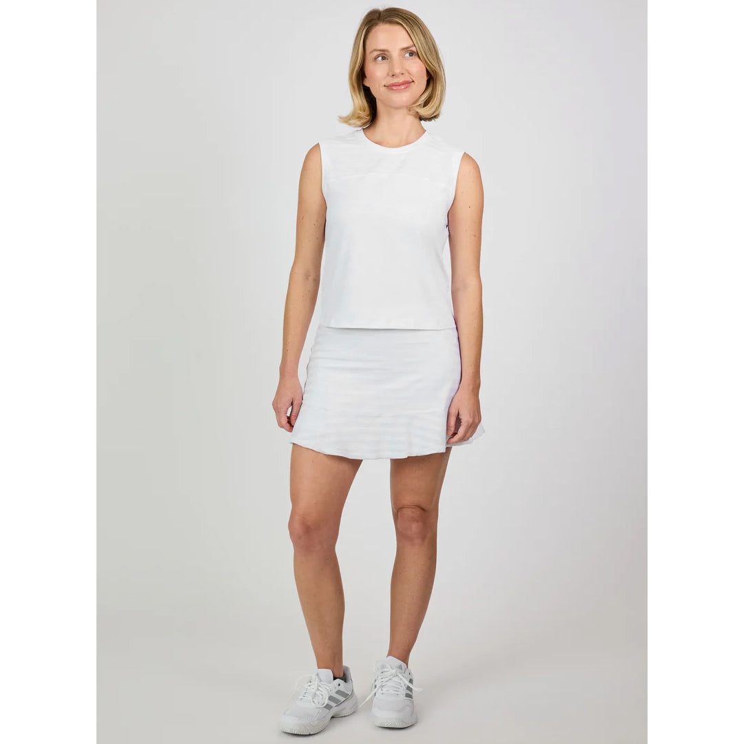 Sofibella Women's White Stripes Sleeveless Top - White