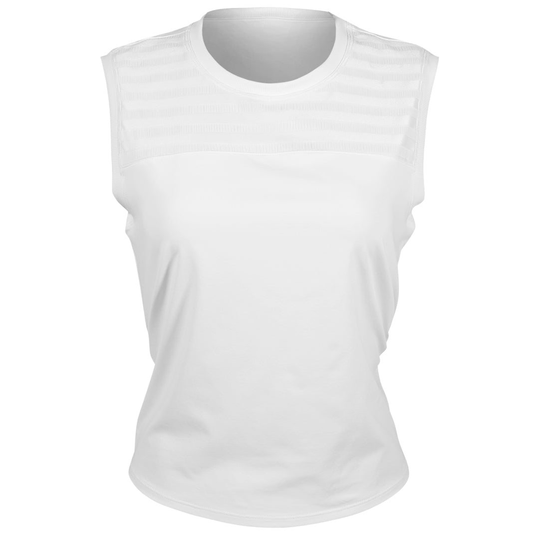 Sofibella Women's White Stripes Sleeveless Top - White
