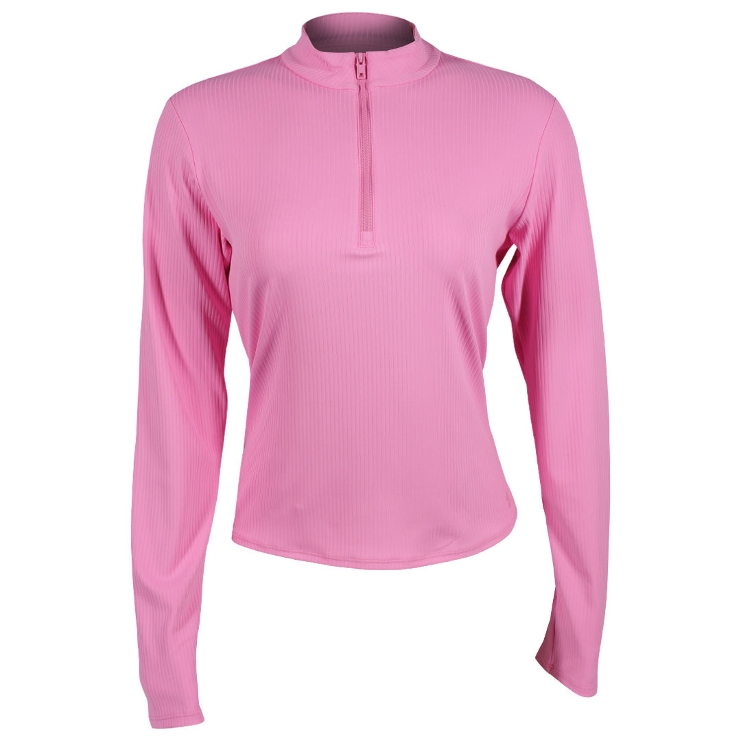 Sofibella Women's Nantucket Flex Rib 1/4 Zip Long Sleeve - Preppy Pink