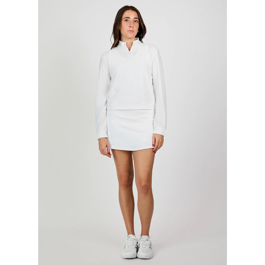 Sofibella Women's White Stripes 1/4 Zip Pullover - White
