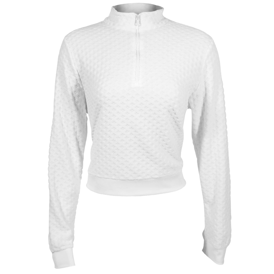 Sofibella Women's White Stripes 1/4 Zip Pullover - White