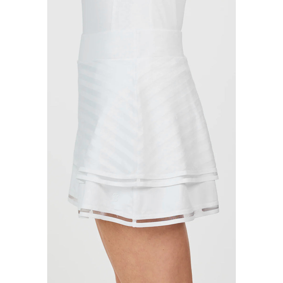 Sofibella Women's White Stripes 14" Flounce Skort - White