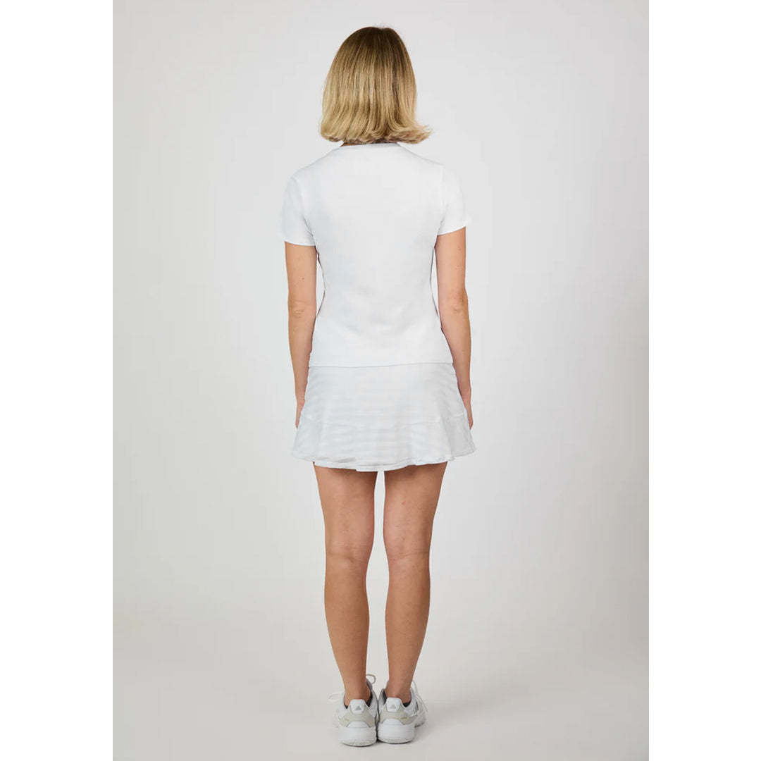Sofibella Women's White Stripes Short Sleeve Tee - White