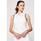 Lija Women's Holiday 25' Slice Sleeveless Polo - White/Black