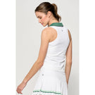 Lija Women's Holiday 25' Pique V Neck Tank - White/Fern