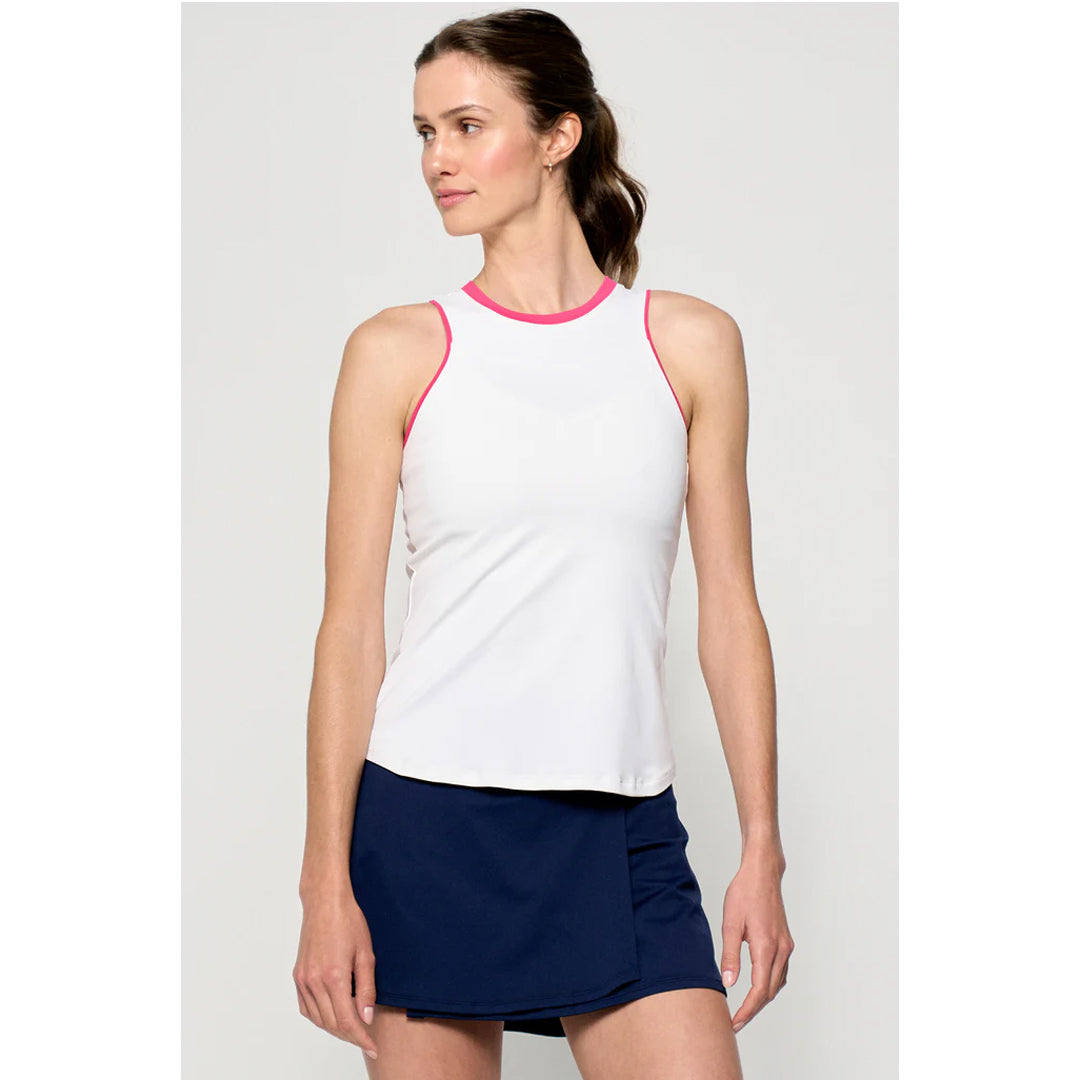 Lija Women's The One To Beat Gracey Tank - White/Raspberry