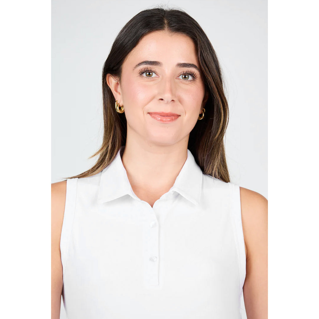 Sofibella Women's White Lotus Sleeveless Polo - White