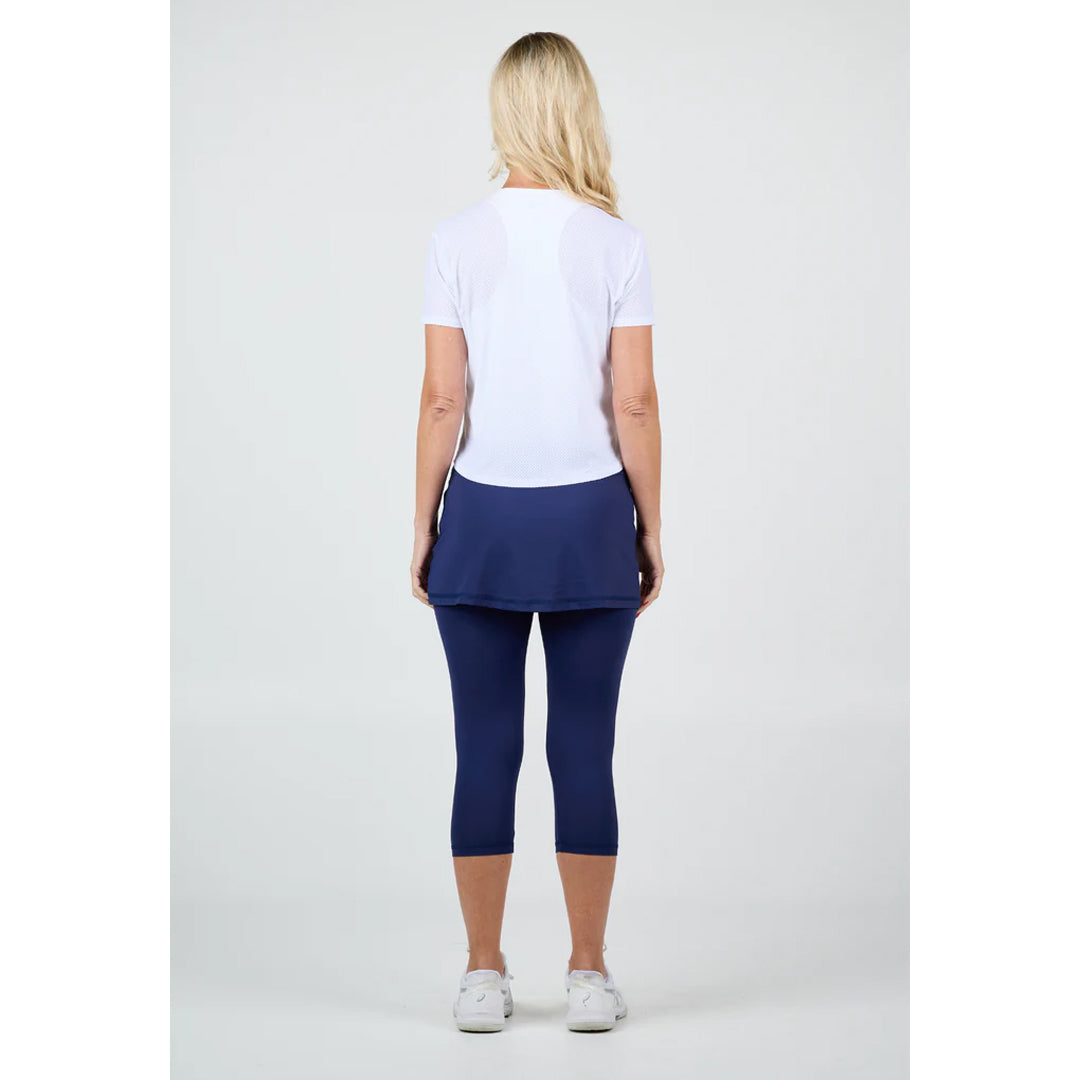 Sofibella Women's UV Staples Mesh Short Sleeve Tee - White