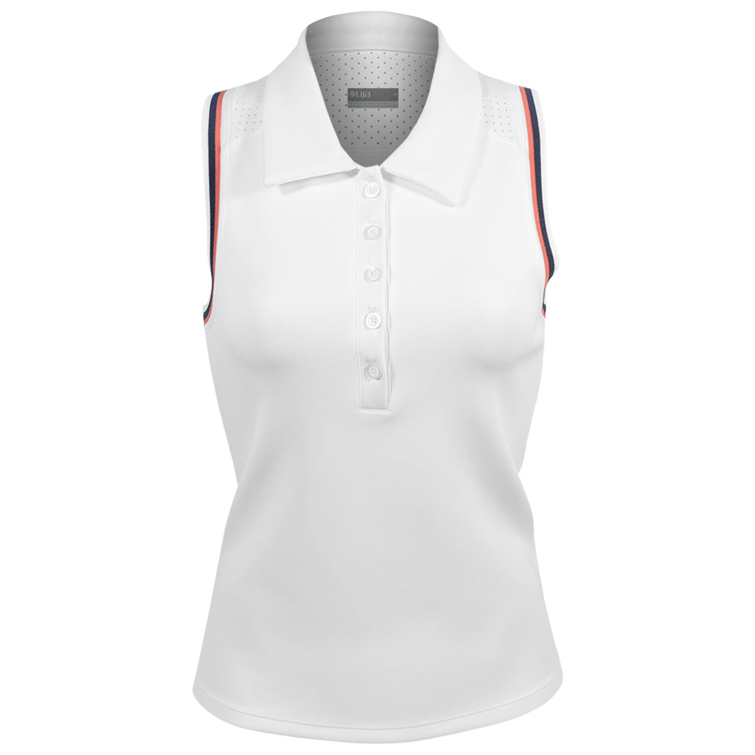 Lija Women's Club Edit Slice Polo Tank - White/Night Multi