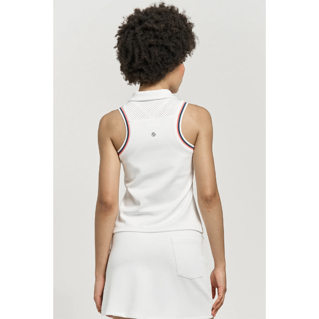 Lija Women's Club Edit Slice Polo Tank - White/Night Multi