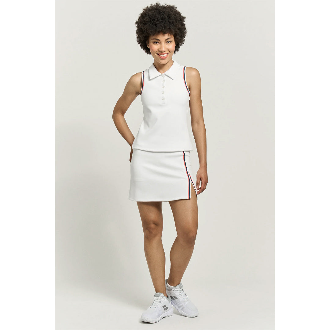 Lija Women's Club Edit Slice Polo Tank - White/Night Multi