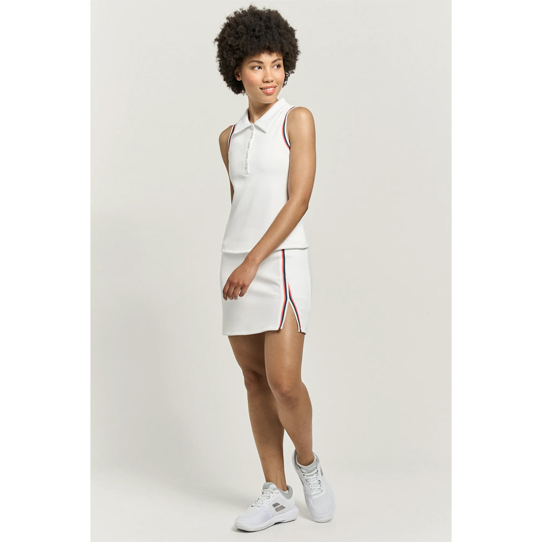 Lija Women's Club Edit Slice Polo Tank - White/Night Multi
