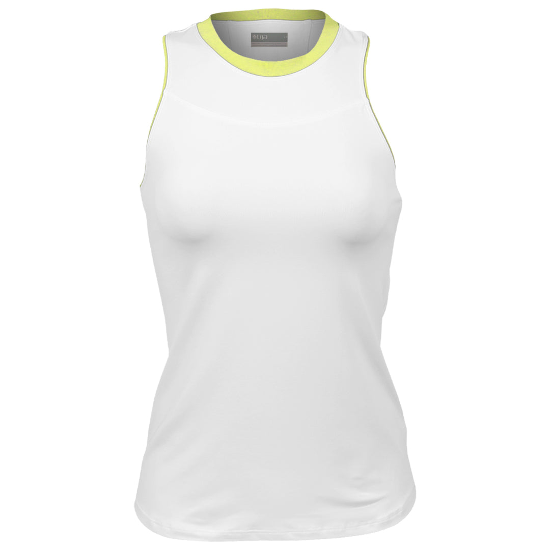 Lija Women's Modern Match Gracey Tank - White/Pastel Yellow