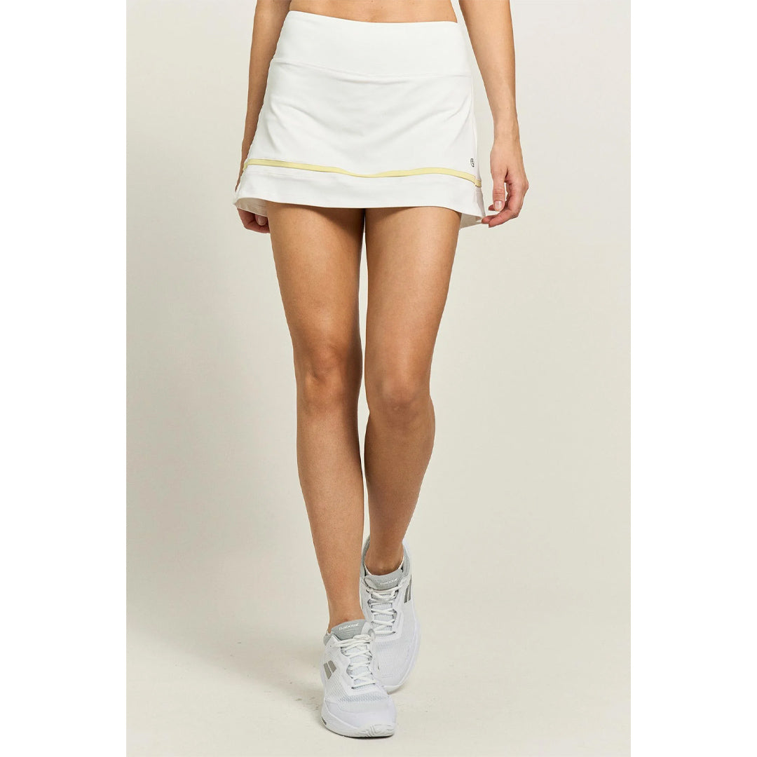 Lija Women's Modern Match Banded Arena Skort - White/Pastel Yellow