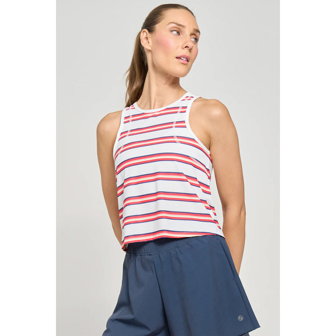 Lija Women's Game Changer Shift Printed Tank - Hibiscus Stripe
