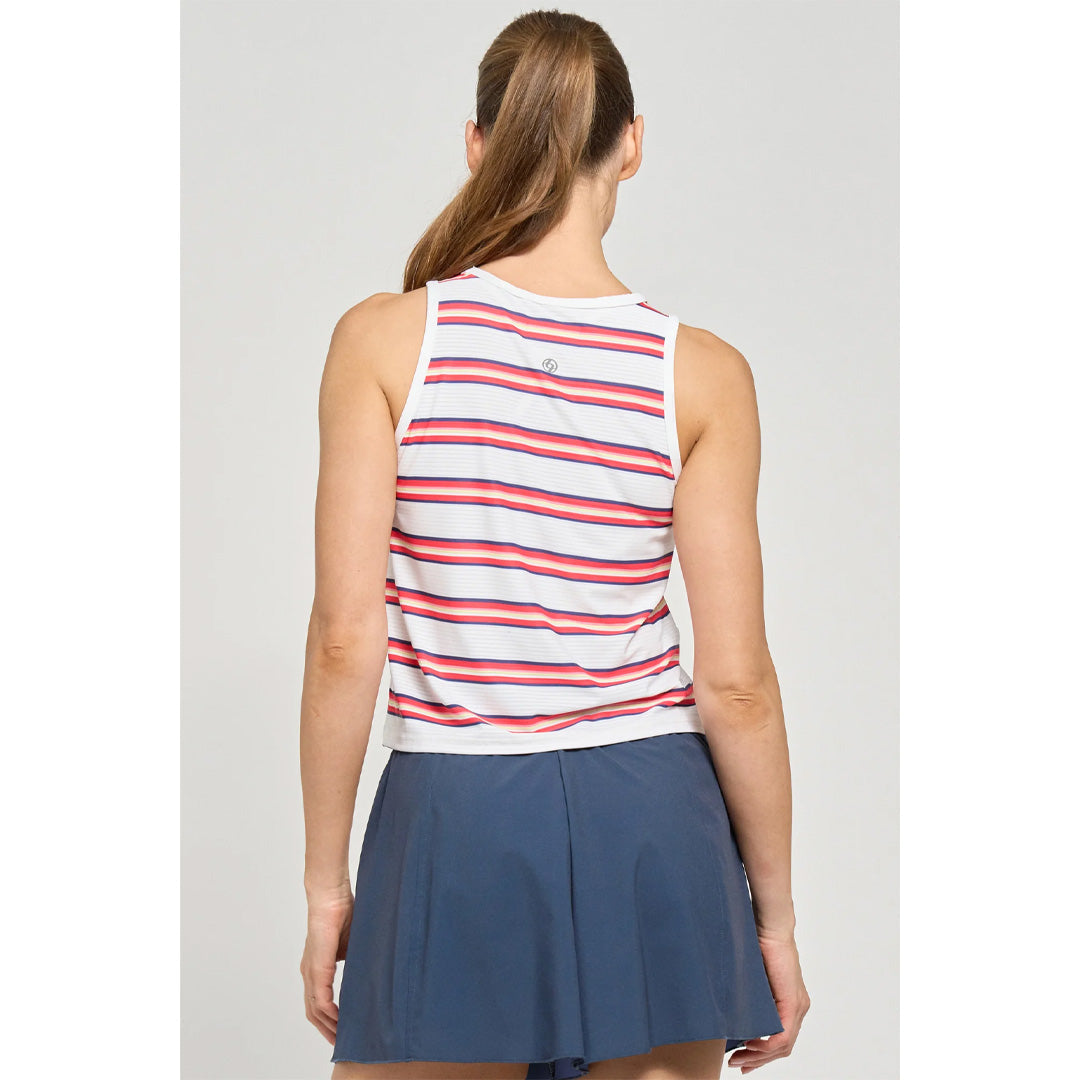 Lija Women's Game Changer Shift Printed Tank - Hibiscus Stripe