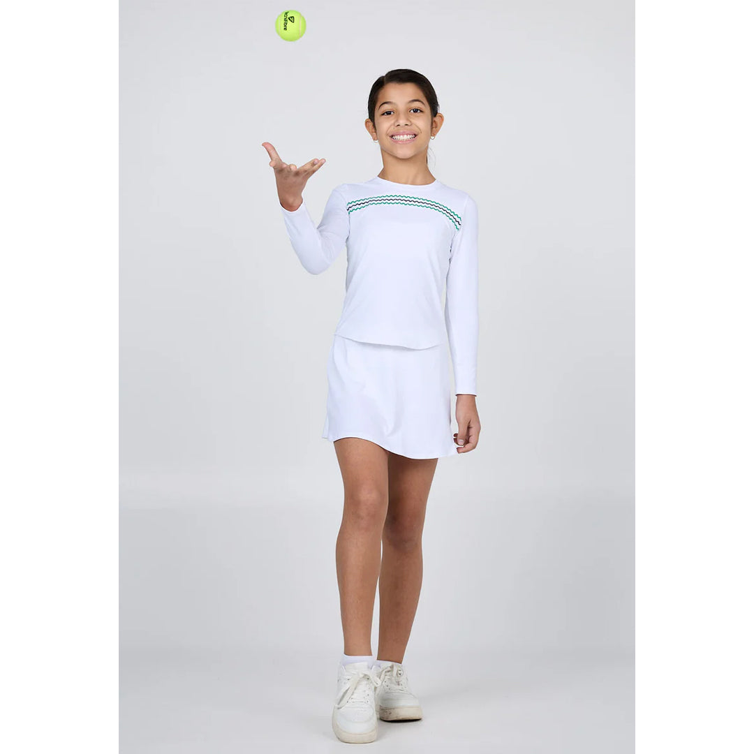 Sofibella Girls Green Spirit Long Sleeve Top - White