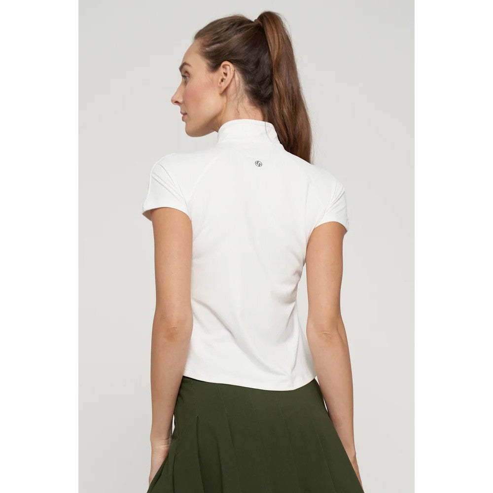 Lija Women's Sly Zip Mock Top - White
