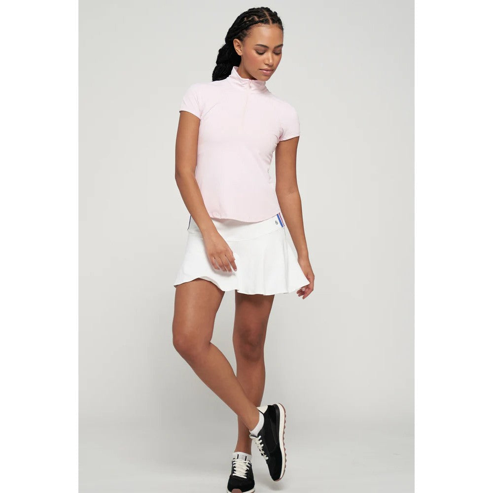 Lija Women's Don't Stop Me Now Sly Zip Mock Top - Blush