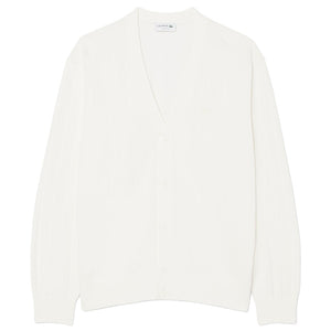 Lacoste Men's Ribbed Cotton Blend Cardigan - Flour